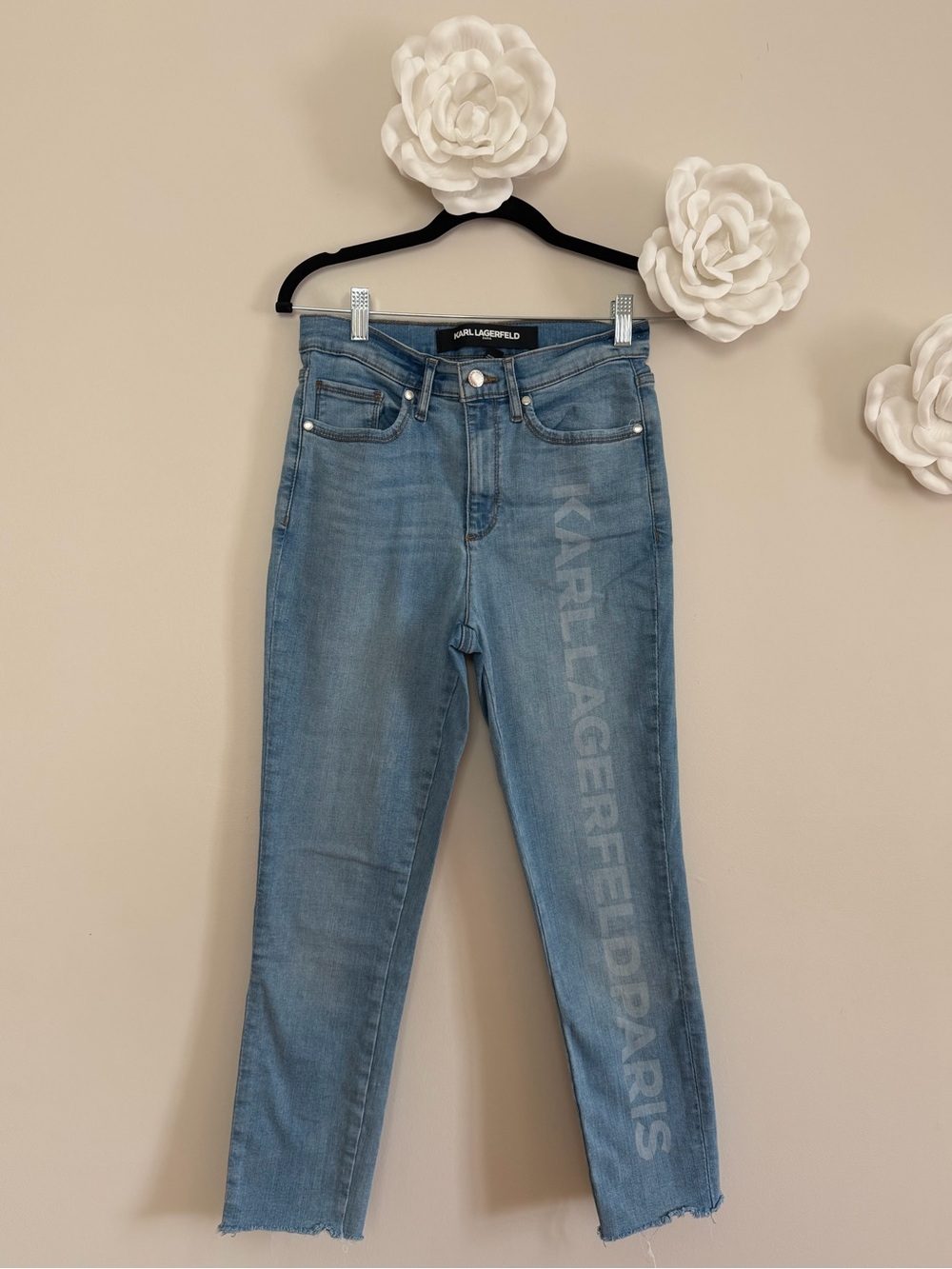 Karl Lagerfeld Light Blue Denim Jeans with Logo Waistband
